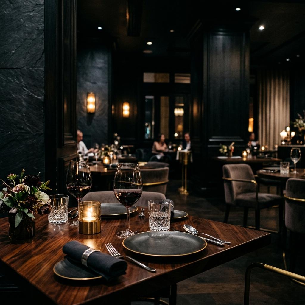 High end restaurant table setting